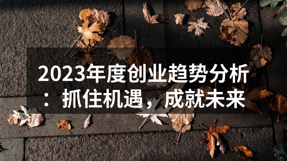 2023年度创业趋势分析:抓住机遇,成就未来